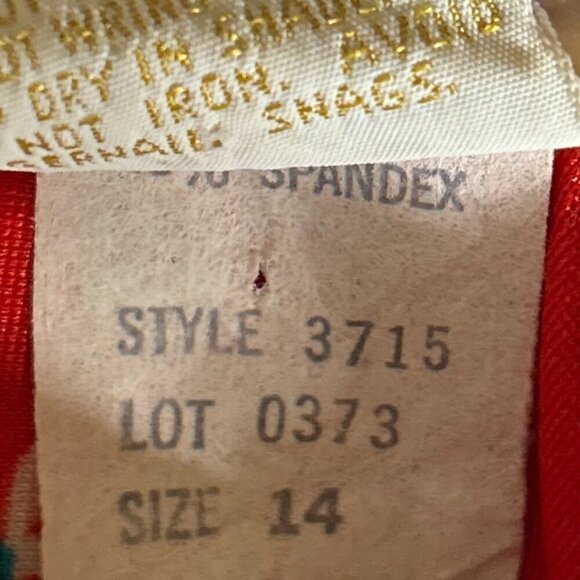 Sirena Vintage SZ 14 Red Tropical Print Tummy Control Swimsuit 80's Beach Swim - Picture 8 of 9